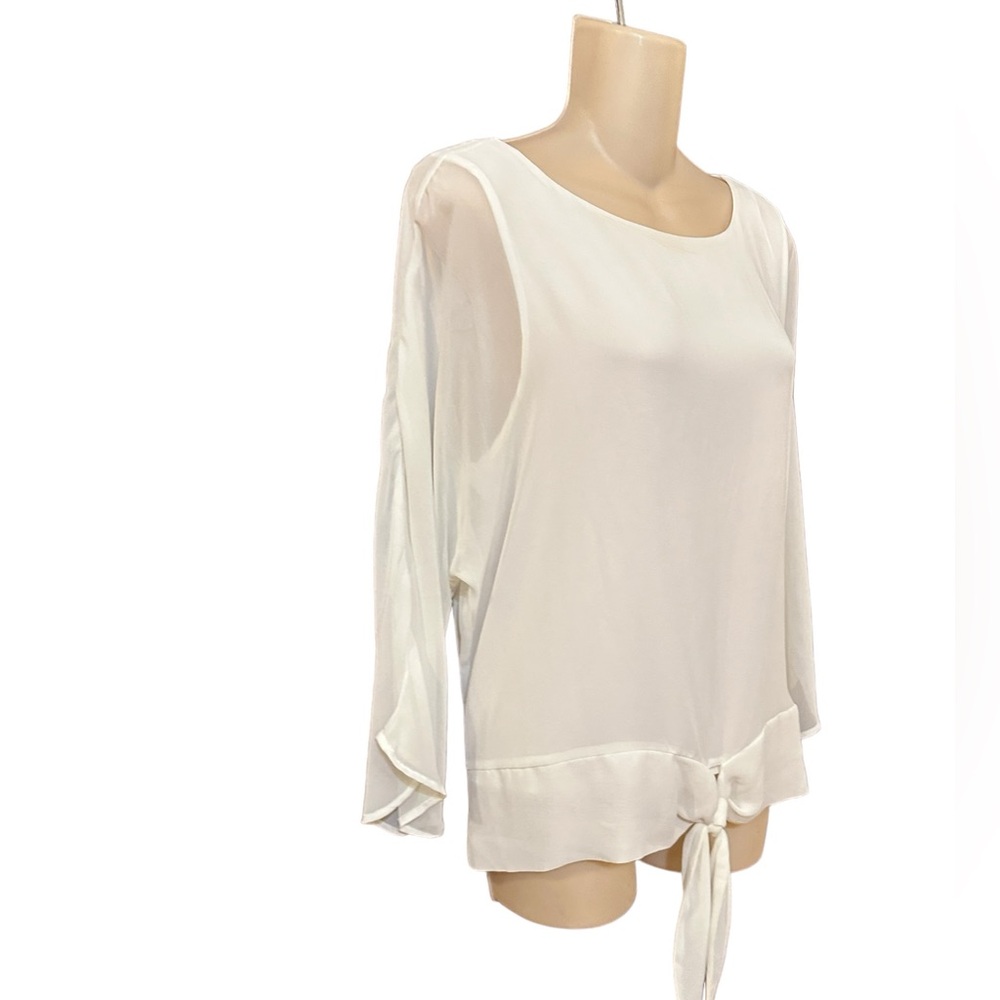 Vince Camuto Off White Tie Waist Blouse Women's size M - Picture 6 of 9